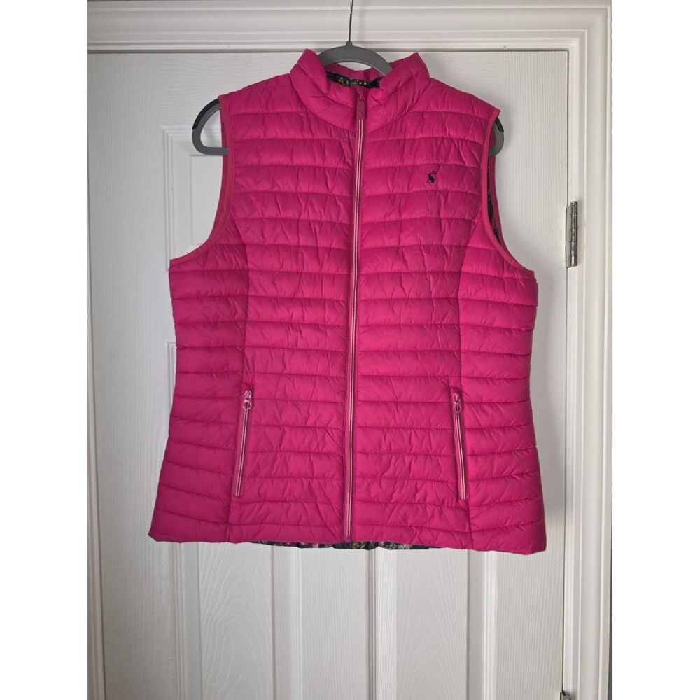 Joules Snug Gilet Pink Quilted Puffer Vest Floral Lining Packable Showerproof 12